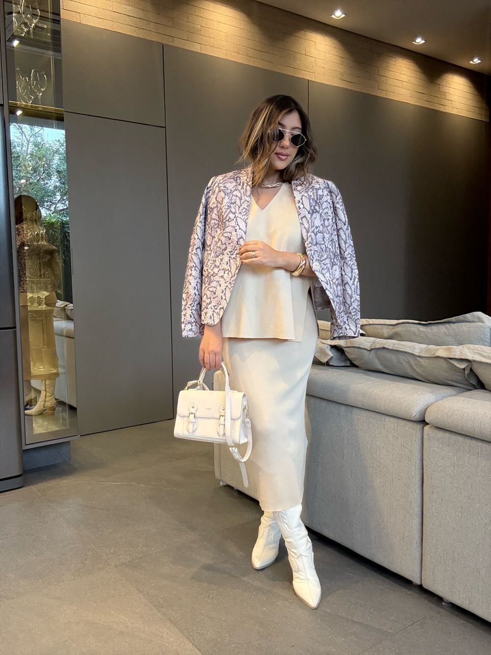 CONJUNTO FLORA TRICOT MARFIM