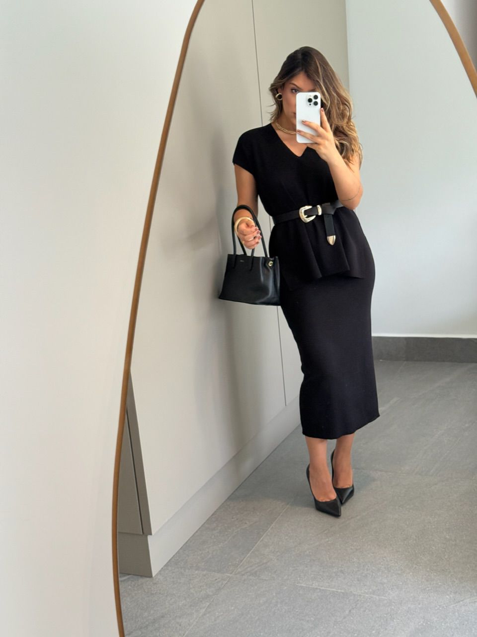 CONJUNTO FLORA TRICOT PRETO