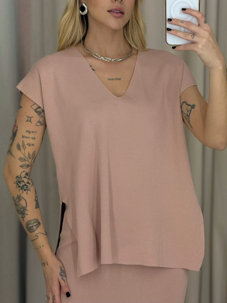 CONJUNTO FLORA TRICOT ROSÊ