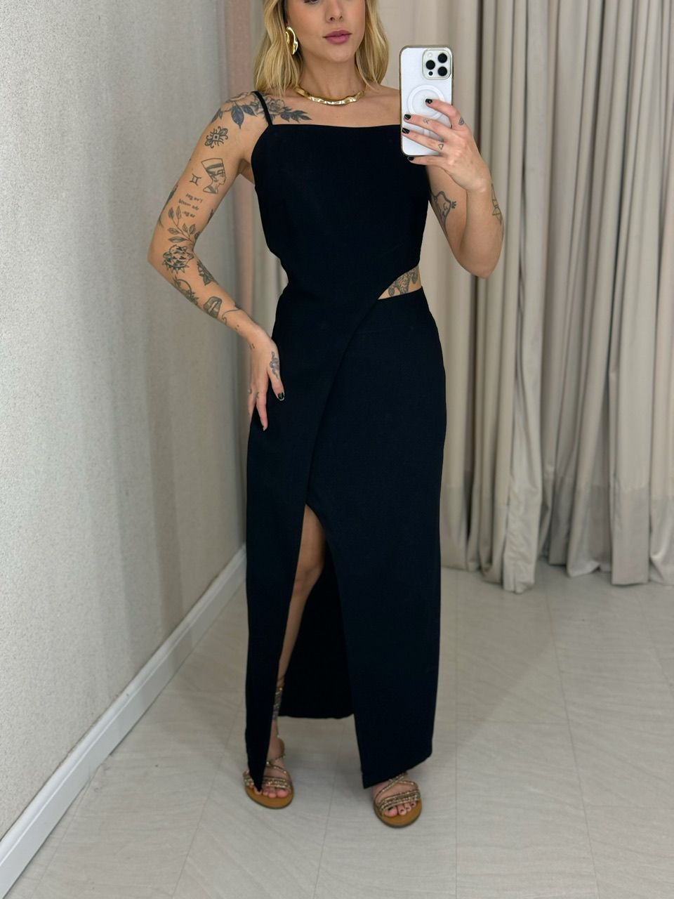 VESTIDO MARIA LUIZA ALÇA PRETO