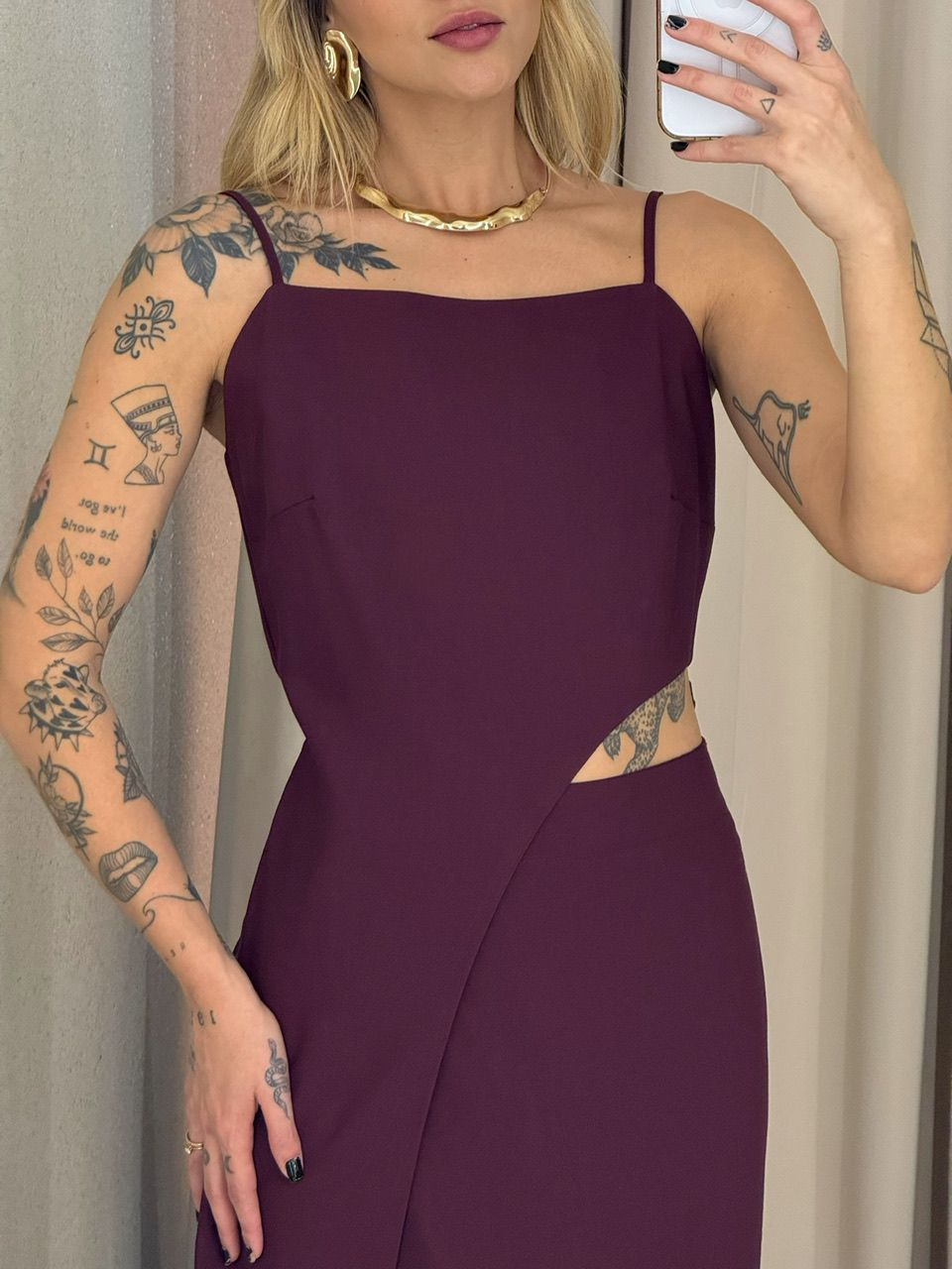 VESTIDO MARIA LUIZA ALÇA VINHO