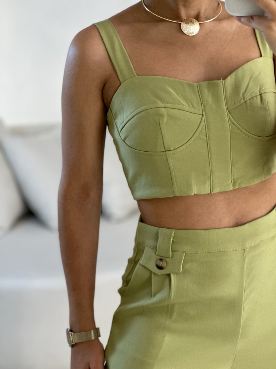 CONJUNTO RAFAELA TOP CALÇA PISTACHE