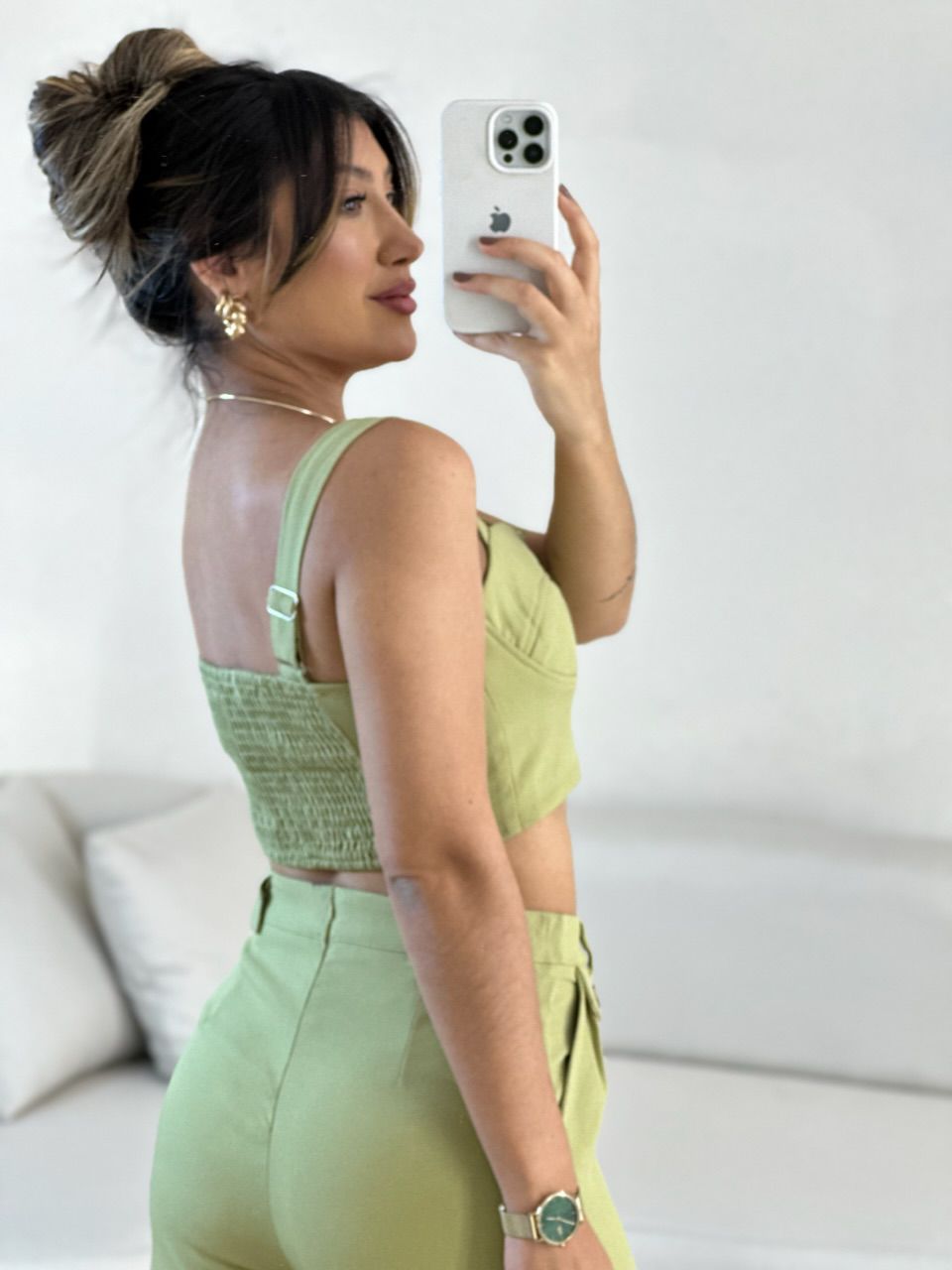 CONJUNTO RAFAELA TOP CALÇA PISTACHE