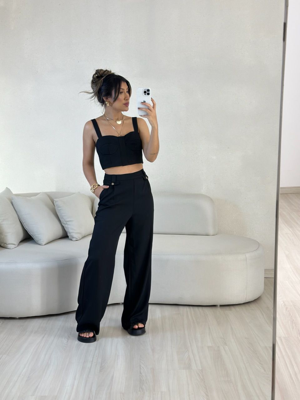 CONJUNTO RAFAELA TOP CALÇA PRETO - 0054560032 - CAROLLA FERRARO