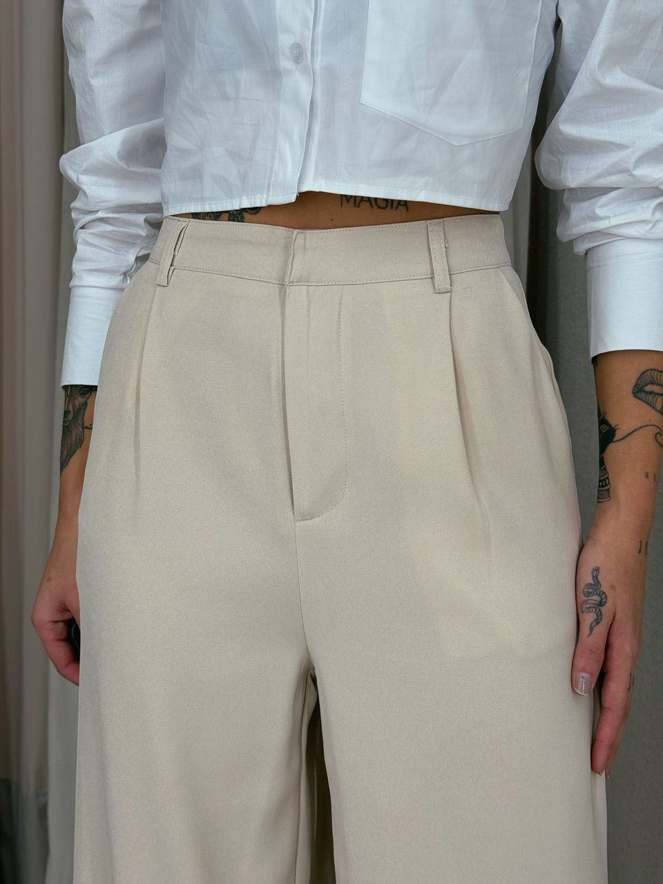 CALÇA ELIANA PANTALONA AREIA