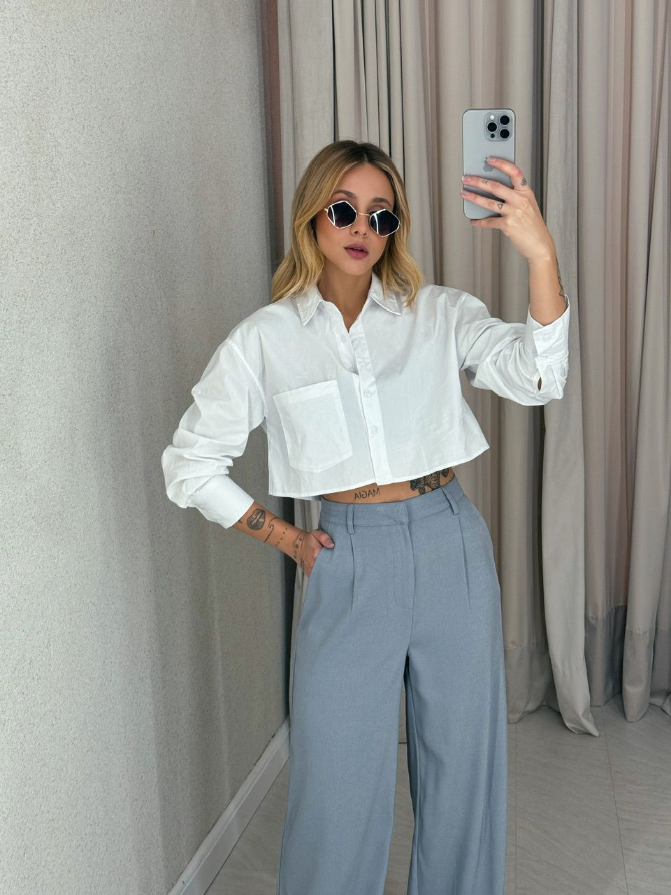 CALÇA ELIANA PANTALONA CINZA