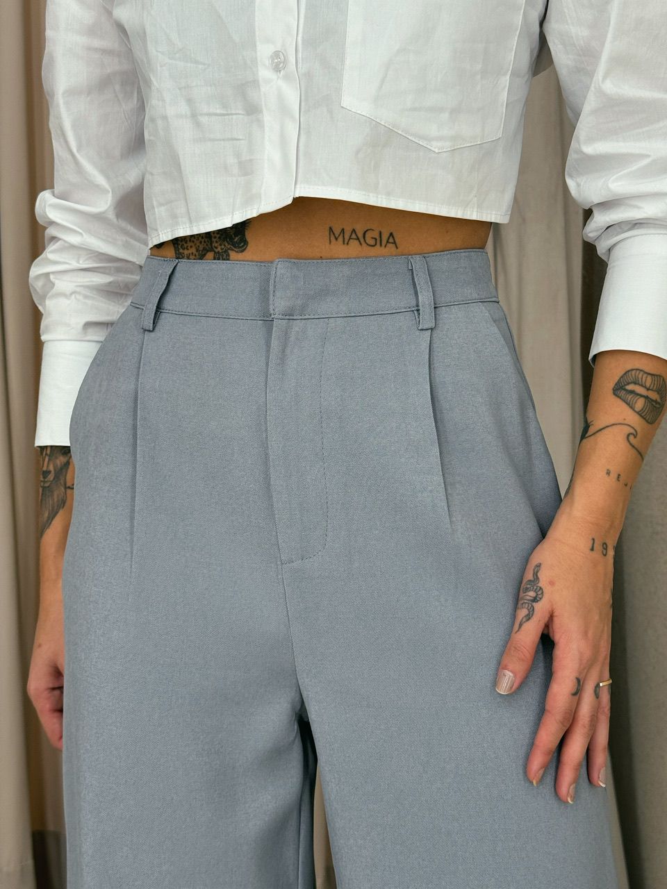 CALÇA ELIANA PANTALONA CINZA