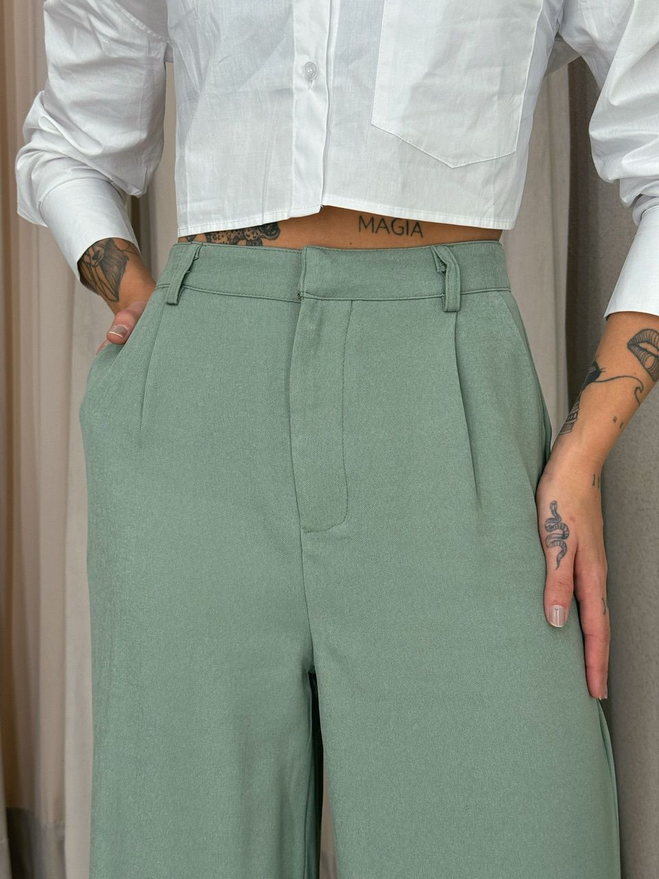 CALÇA ELIANA PANTALONA PISTACHE