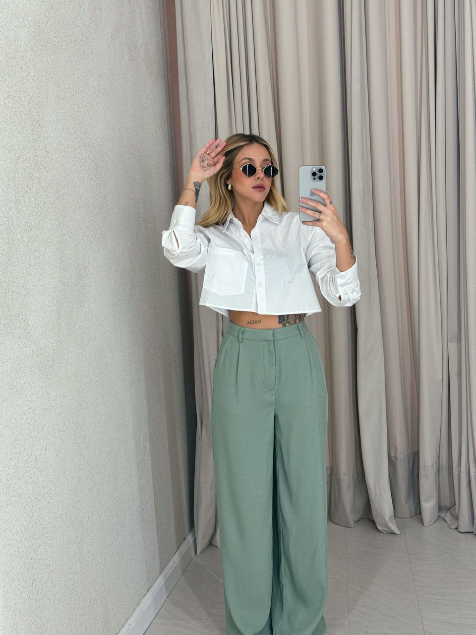 CALÇA ELIANA PANTALONA PISTACHE