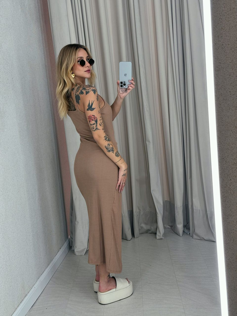VESTIDO ANA LUIZA DRAPEADO NUDE