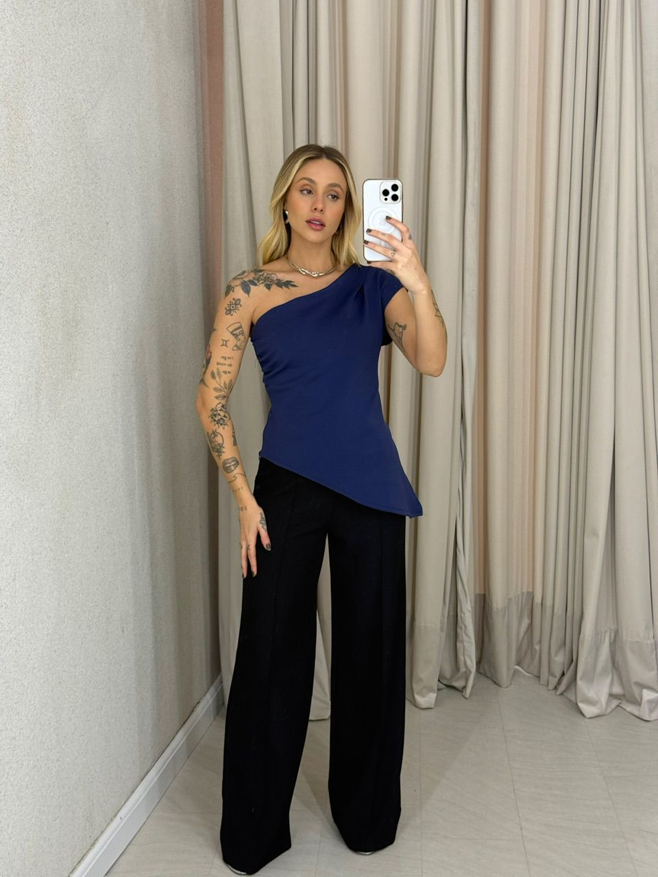 BLUSA SÔNIA ASSIMÉTRICA marinho