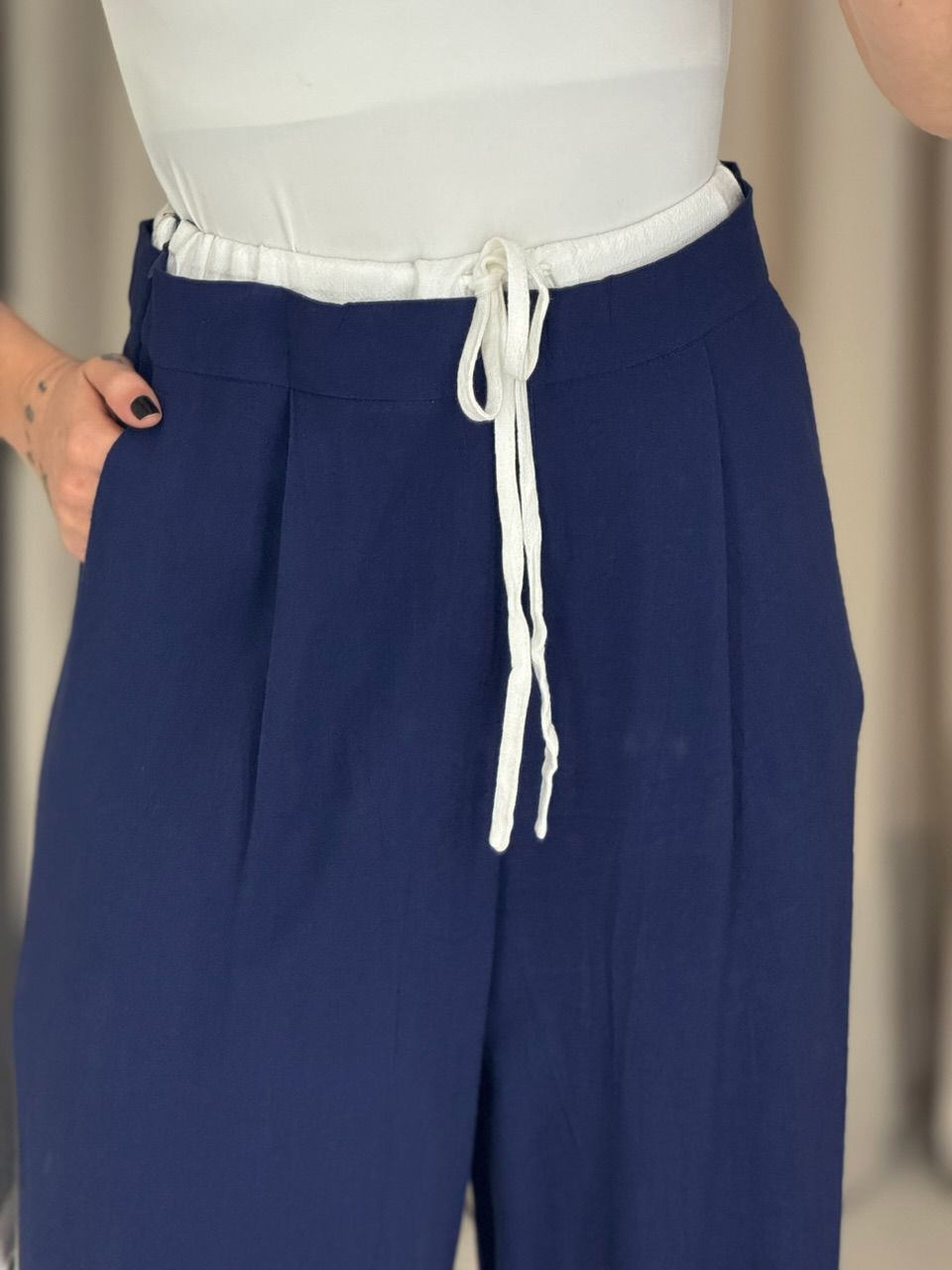 CALÇA MARIA FERNANDA PANTALONA MARINHO