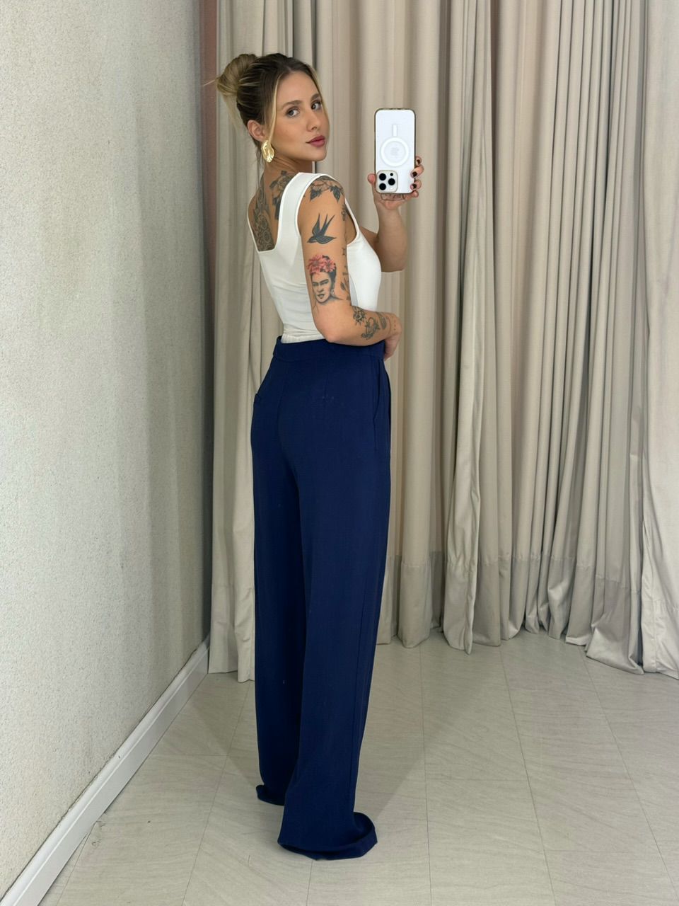 CALÇA MARIA FERNANDA PANTALONA MARINHO
