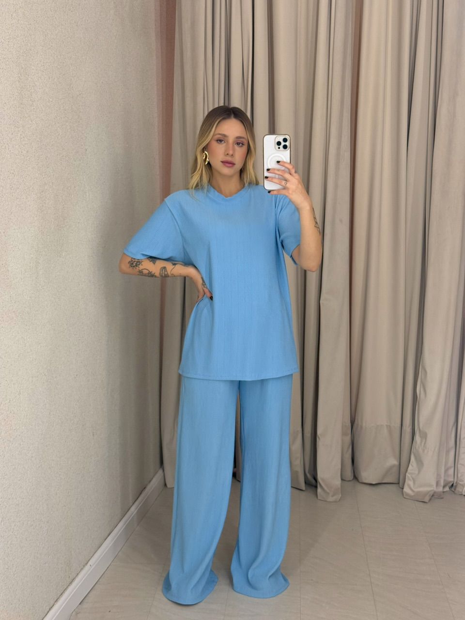 CONJUNTO IRENE BLUSA CALÇA azul