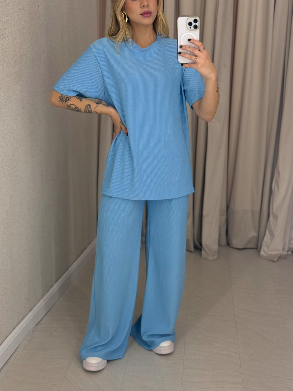 CONJUNTO IRENE BLUSA CALÇA azul