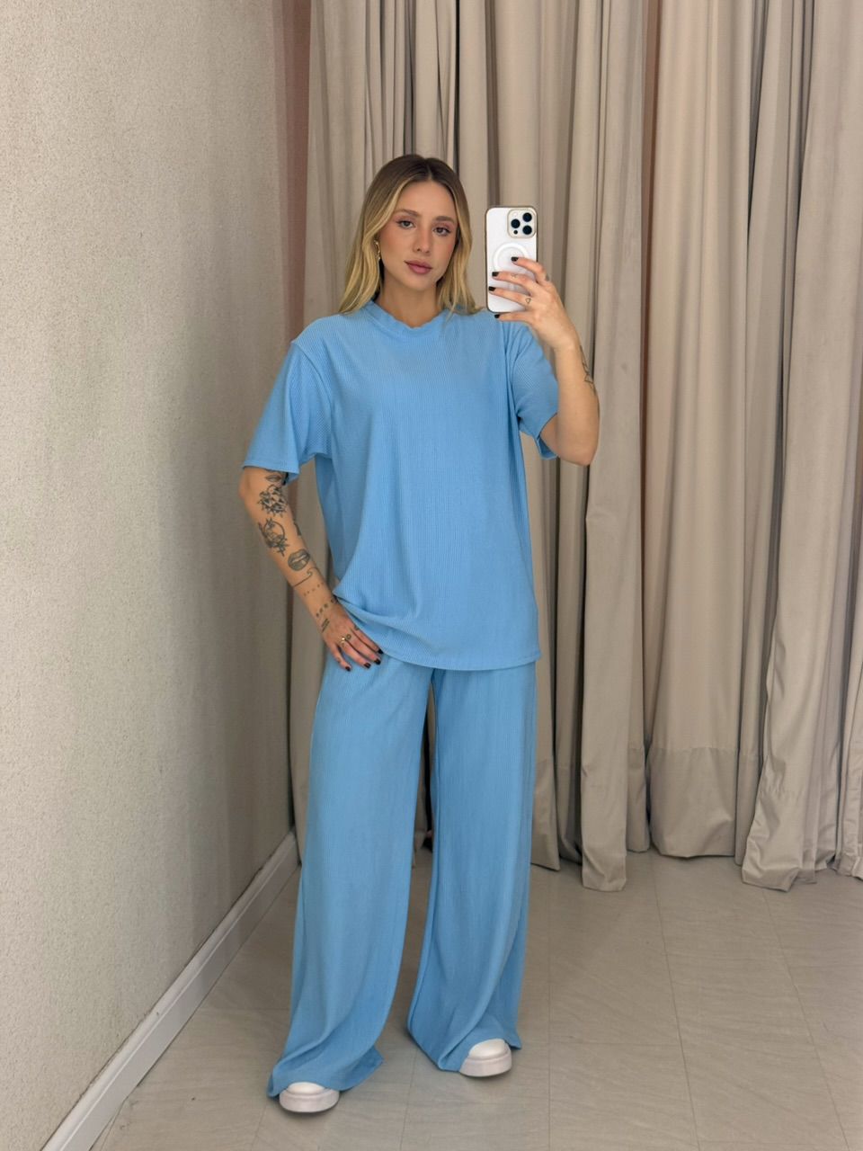 CONJUNTO IRENE BLUSA CALÇA azul
