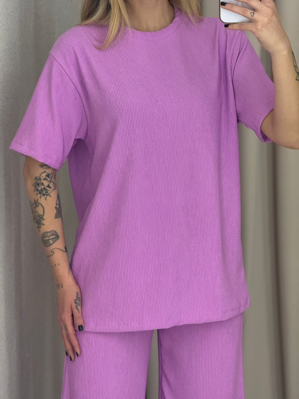 CONJUNTO IRENE BLUSA CALÇA ROSA CHICLETE