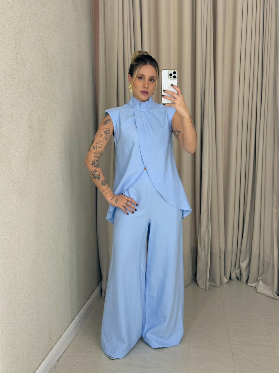 CONJUNTO KENIA CALÇA PANTALONA AZUL