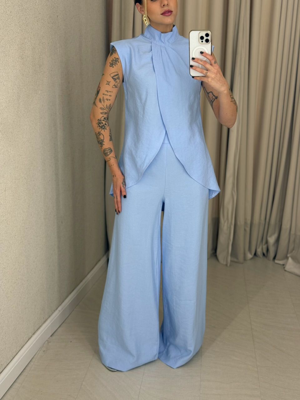 CONJUNTO KENIA CALÇA PANTALONA AZUL