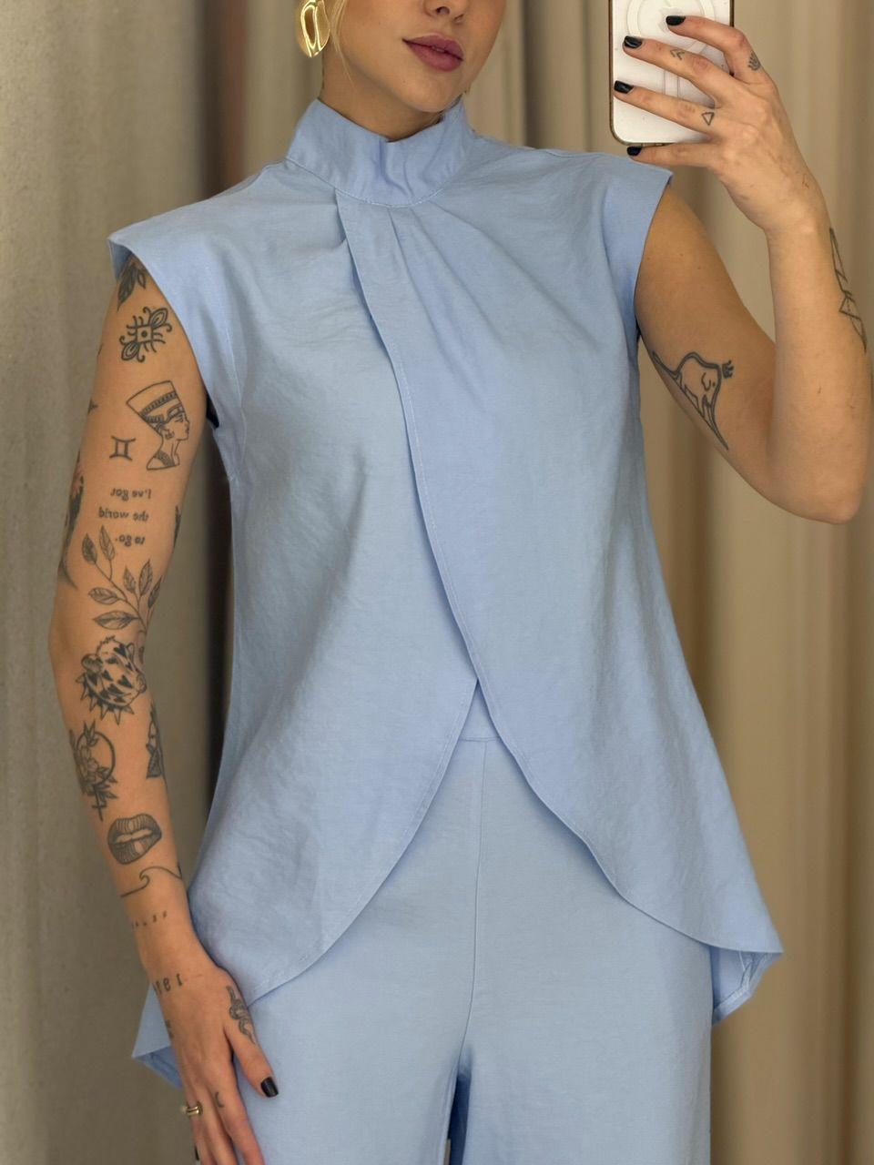 CONJUNTO KENIA CALÇA PANTALONA AZUL