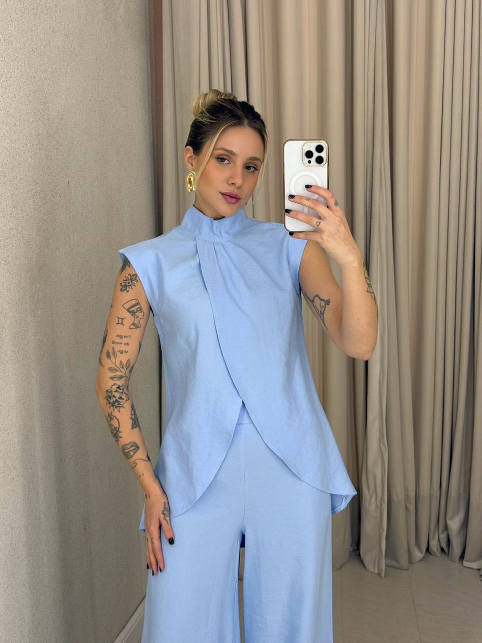 CONJUNTO KENIA CALÇA PANTALONA AZUL