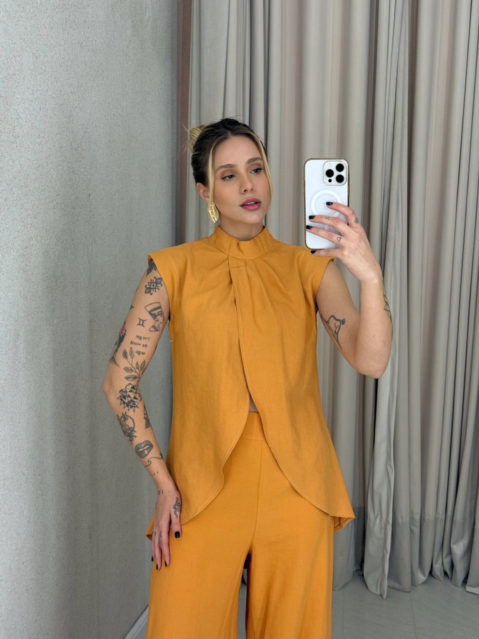 CONJUNTO KENIA CALÇA PANTALONA CARAMELO