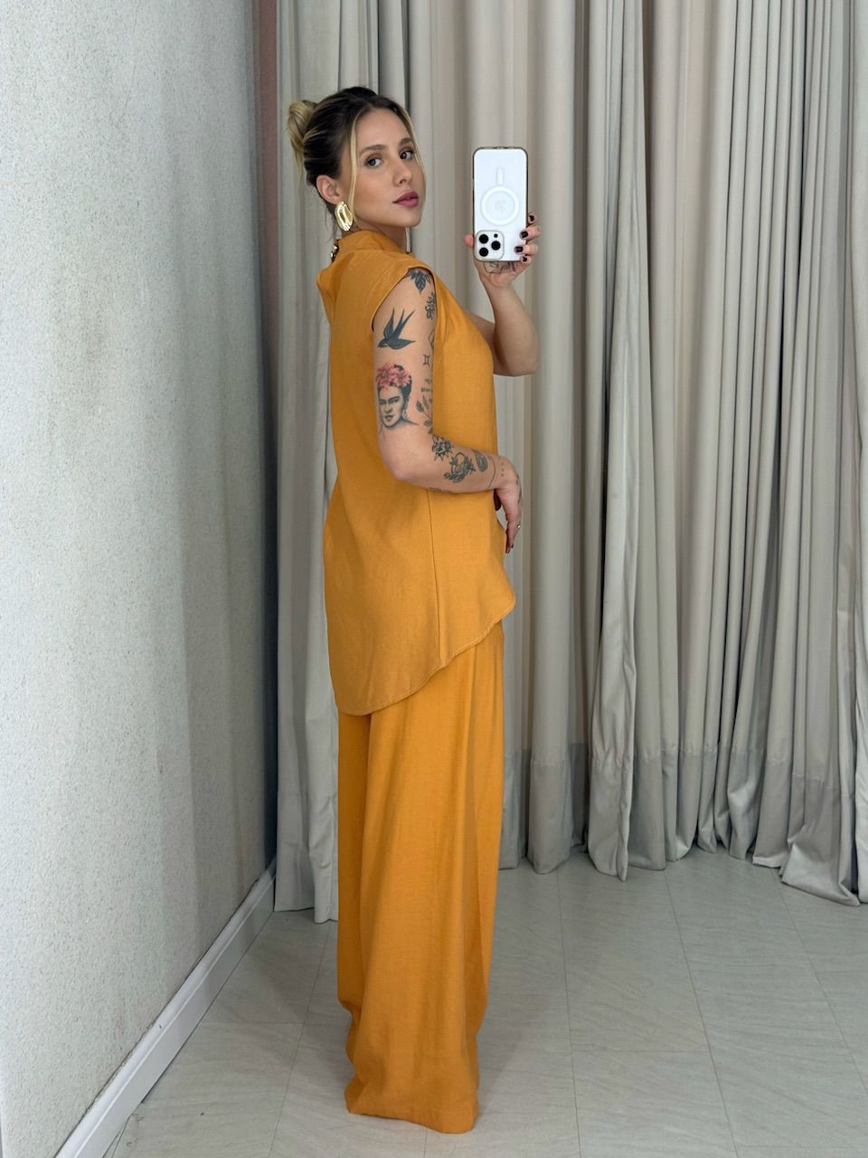 CONJUNTO KENIA CALÇA PANTALONA CARAMELO