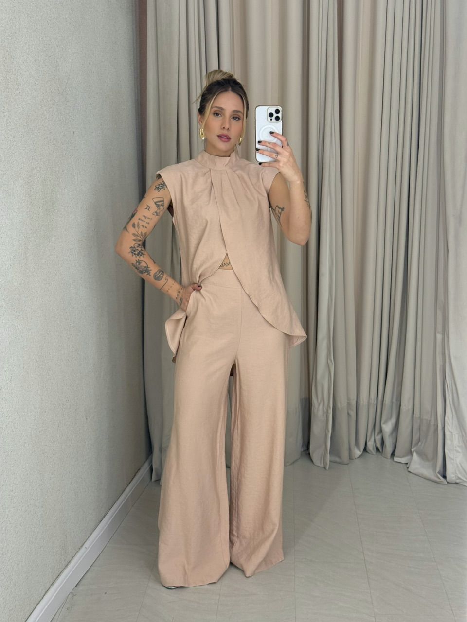 CONJUNTO KENIA CALÇA PANTALONA NUDE