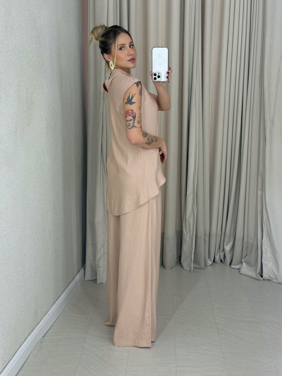CONJUNTO KENIA CALÇA PANTALONA NUDE