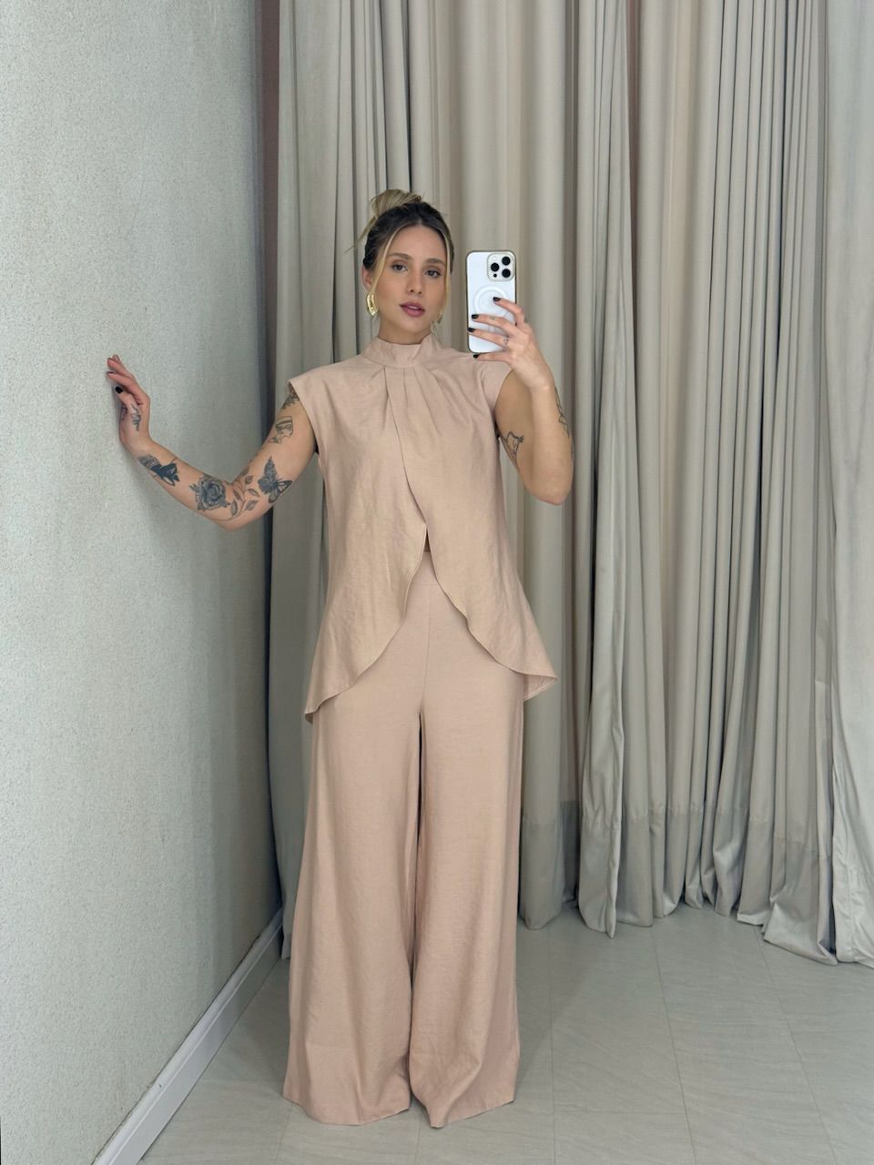CONJUNTO KENIA CALÇA PANTALONA NUDE
