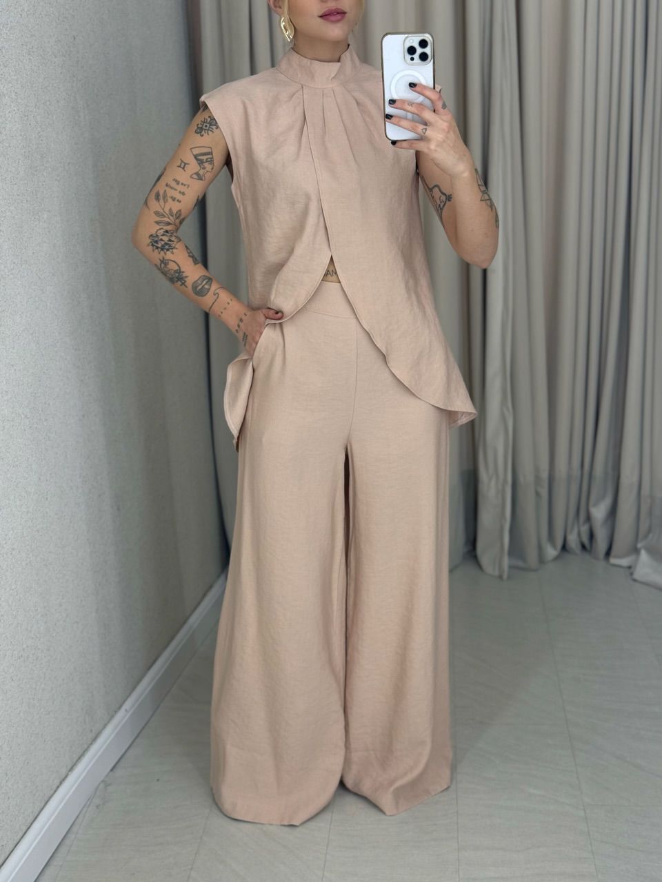 CONJUNTO KENIA CALÇA PANTALONA NUDE