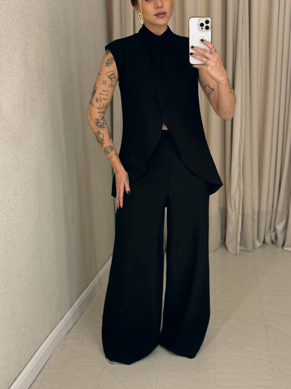 CONJUNTO KENIA CALÇA PANTALONA PRETO