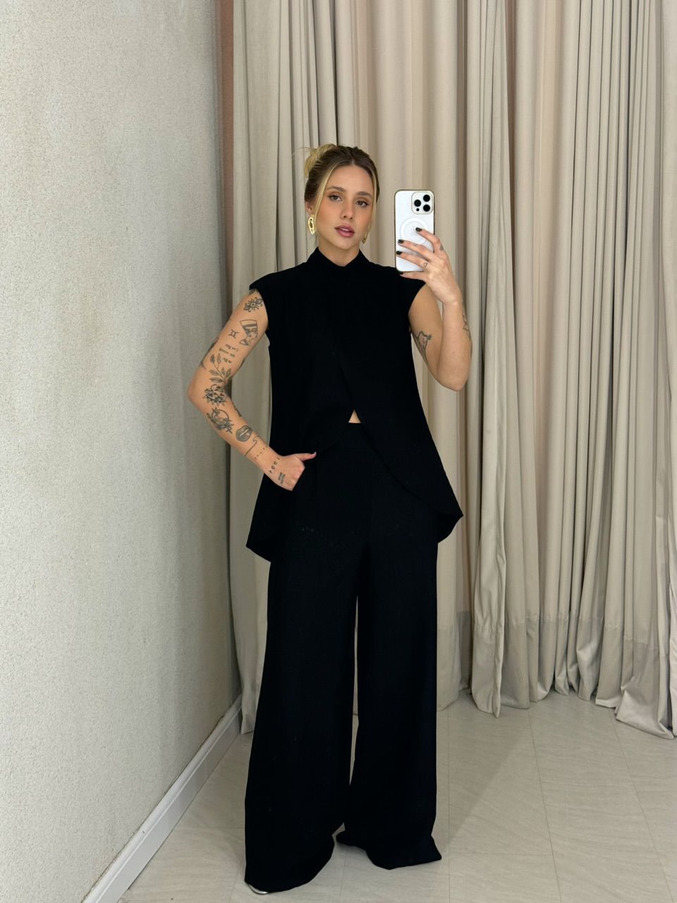 CONJUNTO KENIA CALÇA PANTALONA PRETO