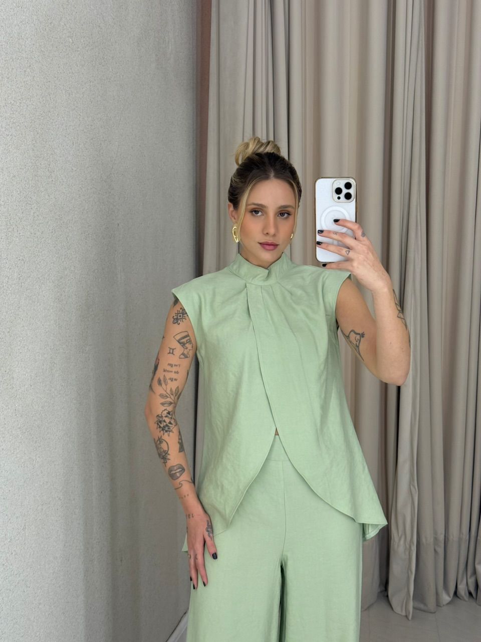CONJUNTO KENIA CALÇA PANTALONA VERDE