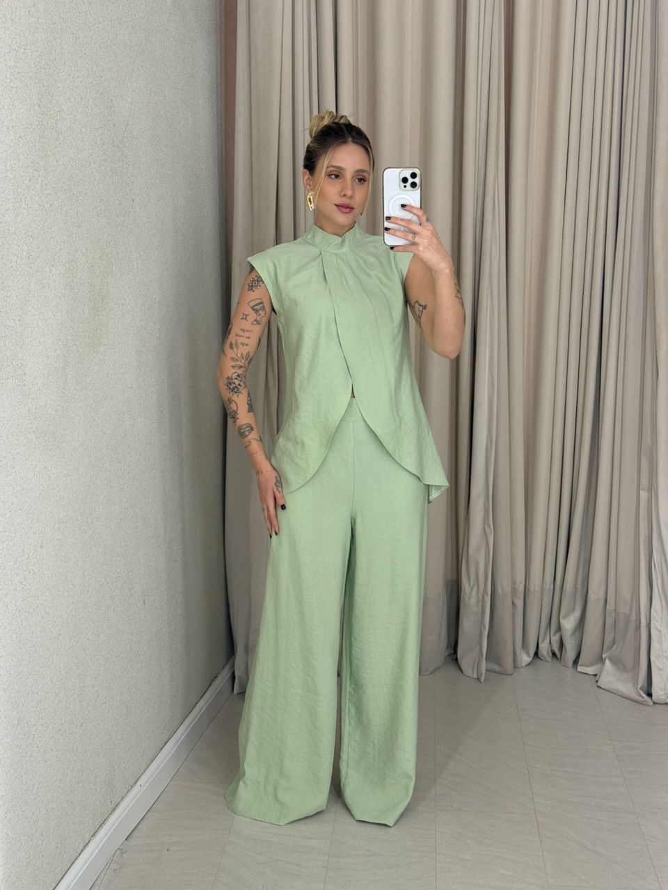 CONJUNTO KENIA CALÇA PANTALONA VERDE