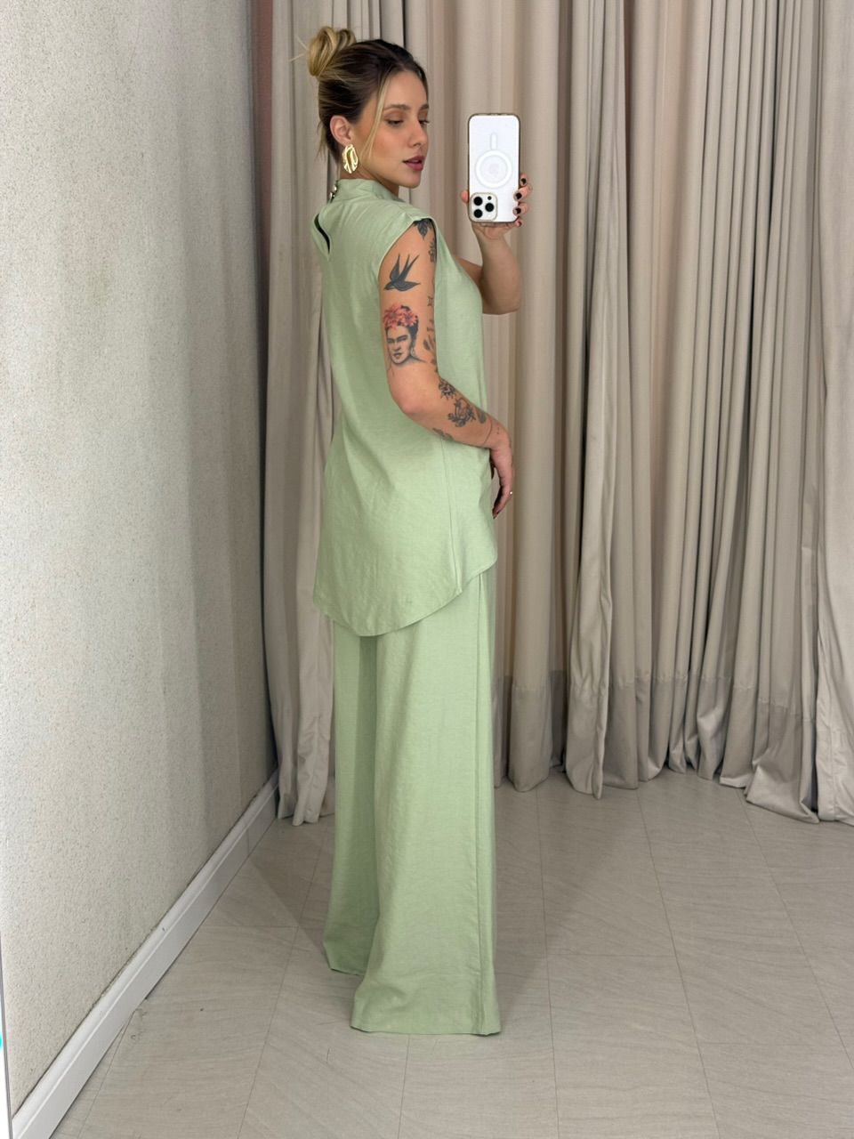 CONJUNTO KENIA CALÇA PANTALONA VERDE