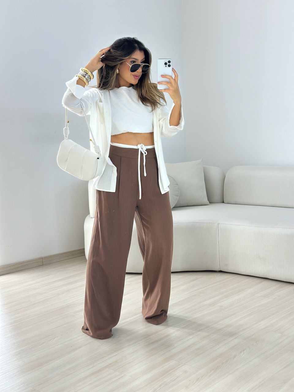 CALÇA MARIA FERNANDA PANTALONA MARROM