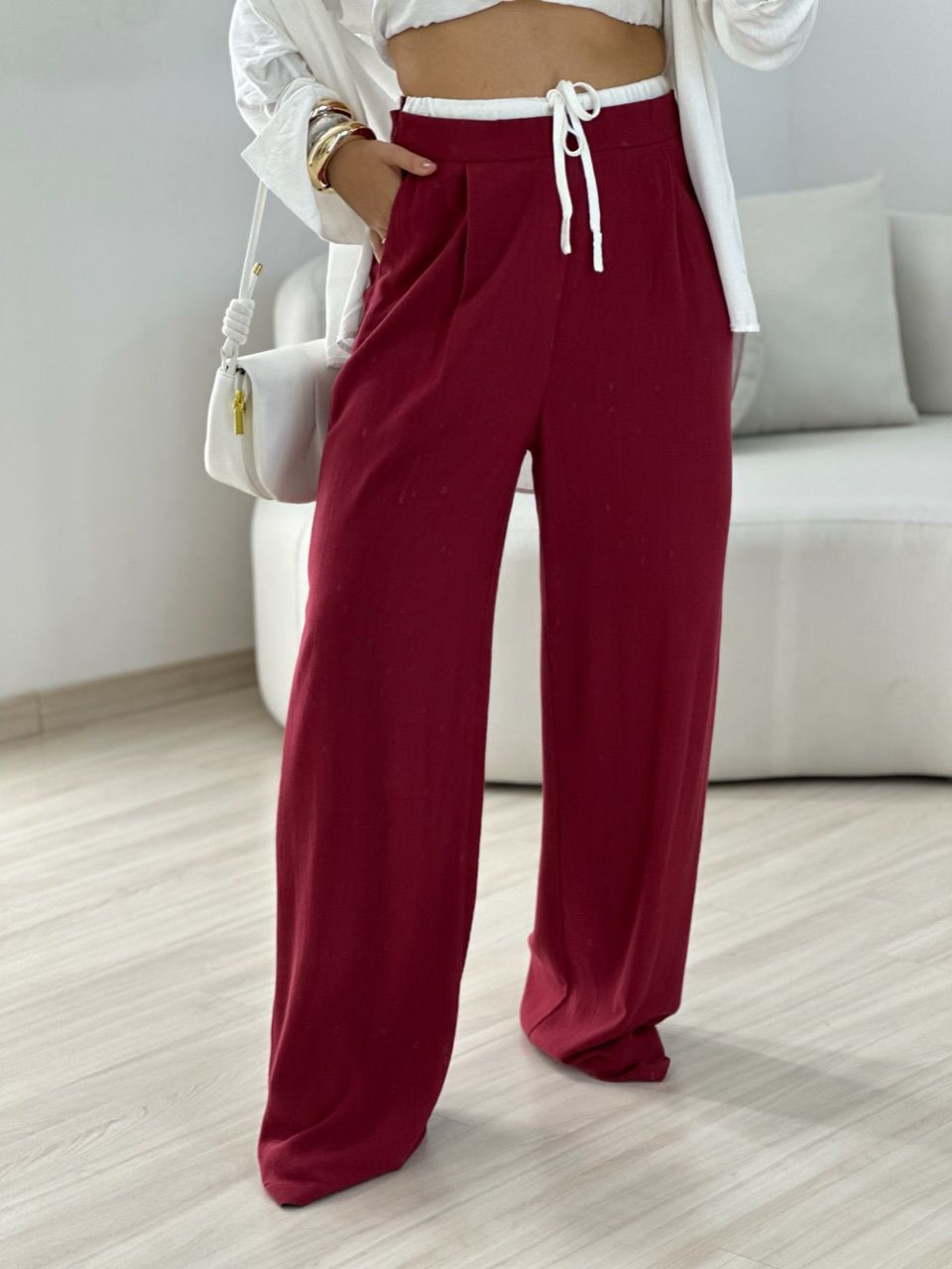 CALÇA MARIA FERNANDA PANTALONA VINHO - 0066730168 - CAROLLA FERRARO