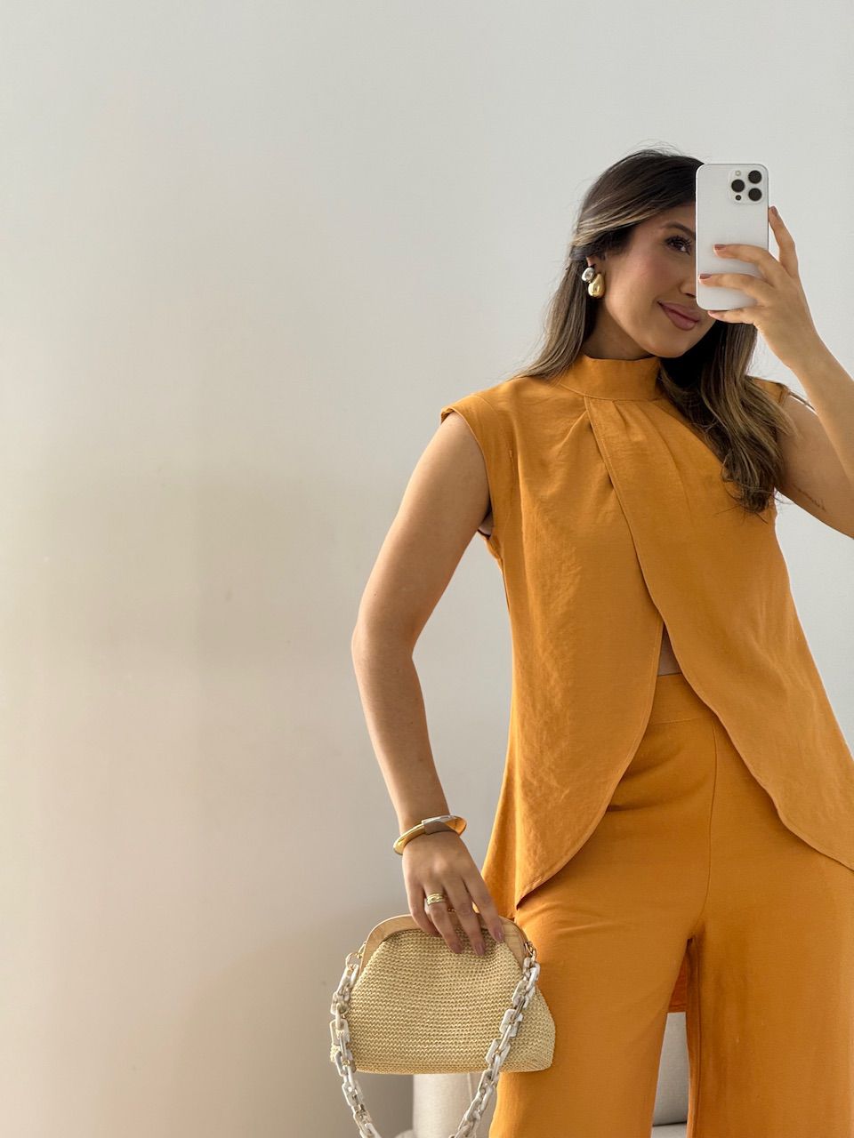 CONJUNTO KENIA CALÇA PANTALONA CARAMELO