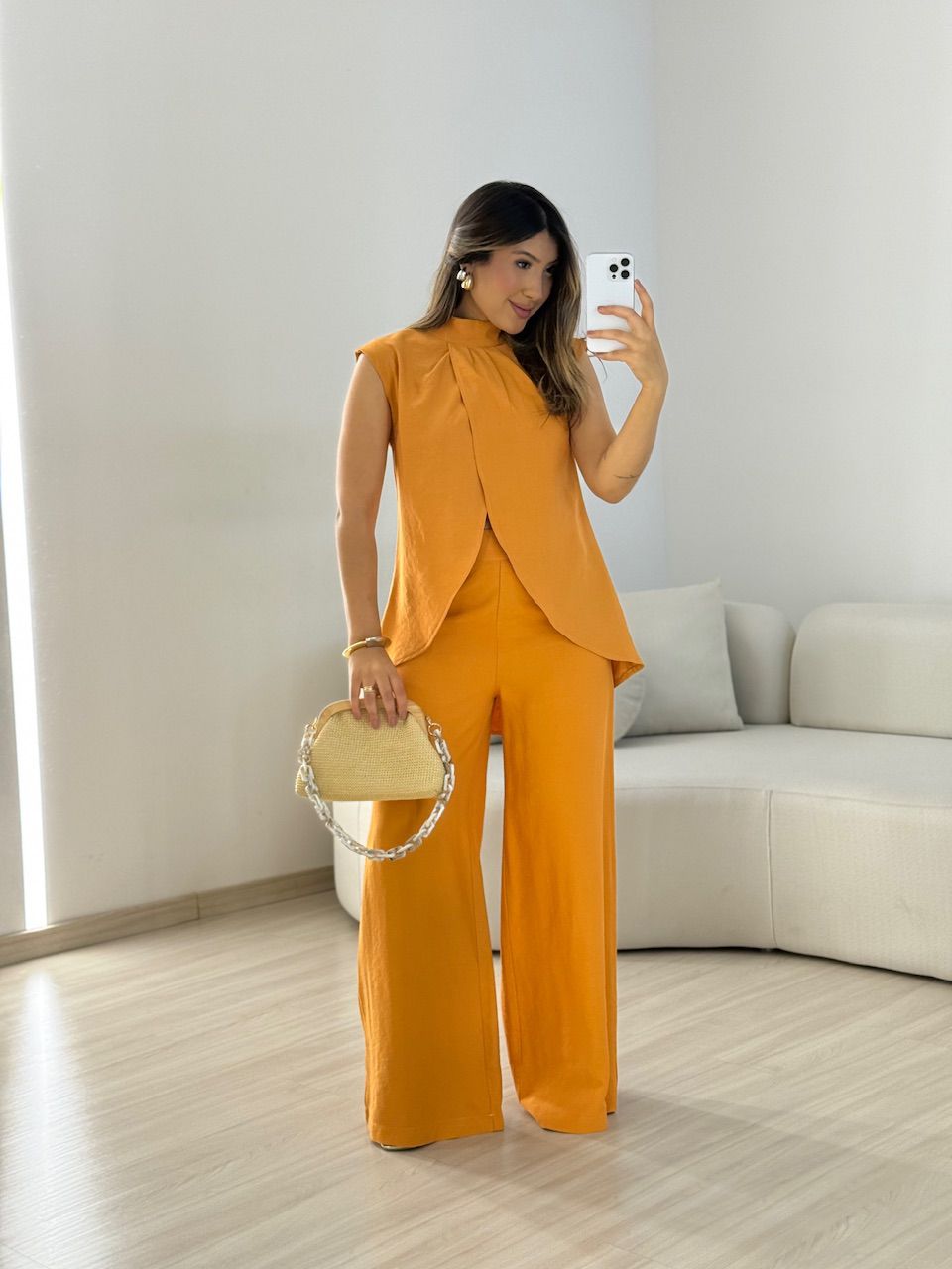 CONJUNTO KENIA CALÇA PANTALONA CARAMELO - 00666700... - CAROLLA FERRARO