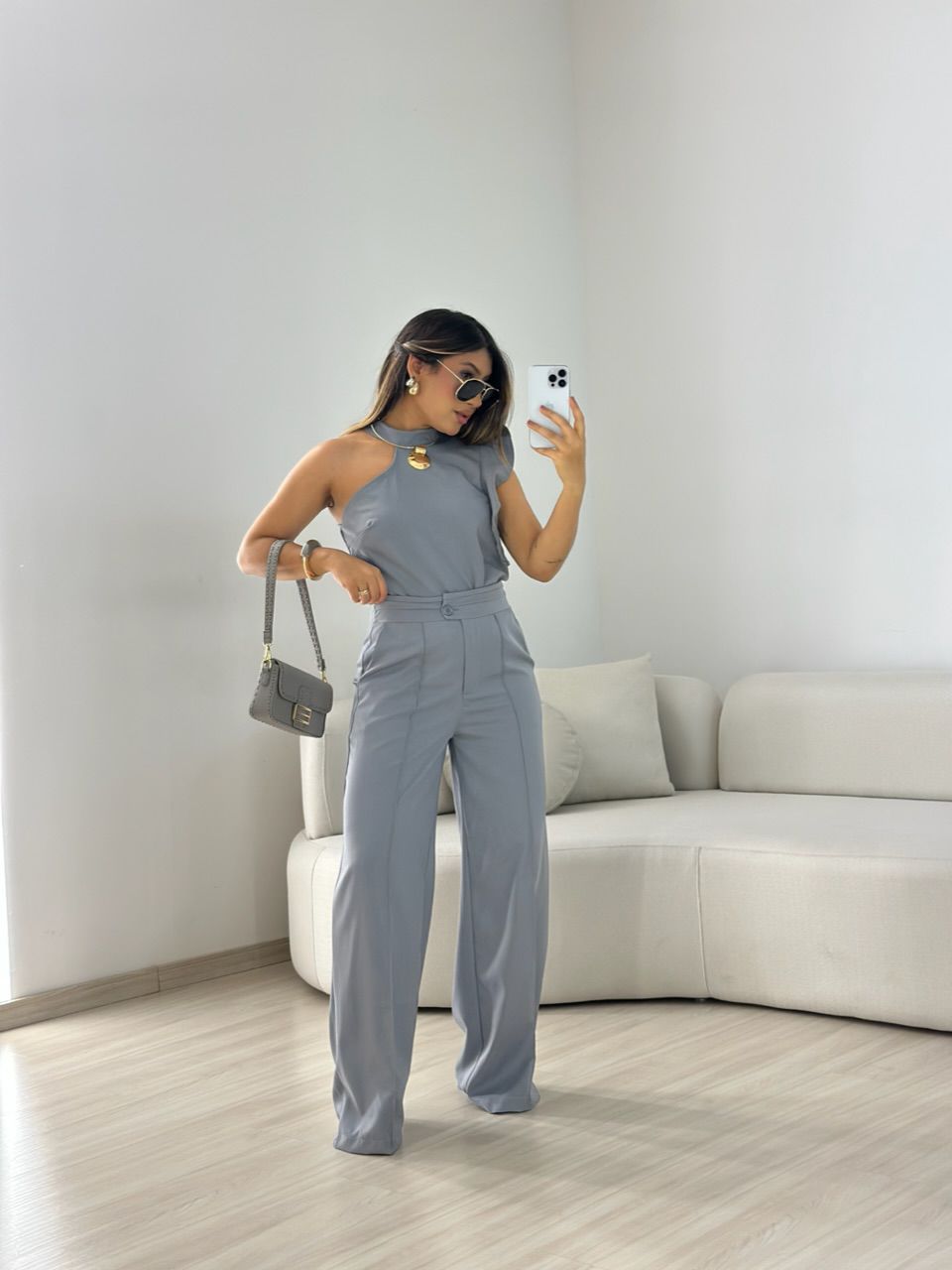 CONJUNTO MARISA CALÇA CINZA - 0066750091 - CAROLLA FERRARO