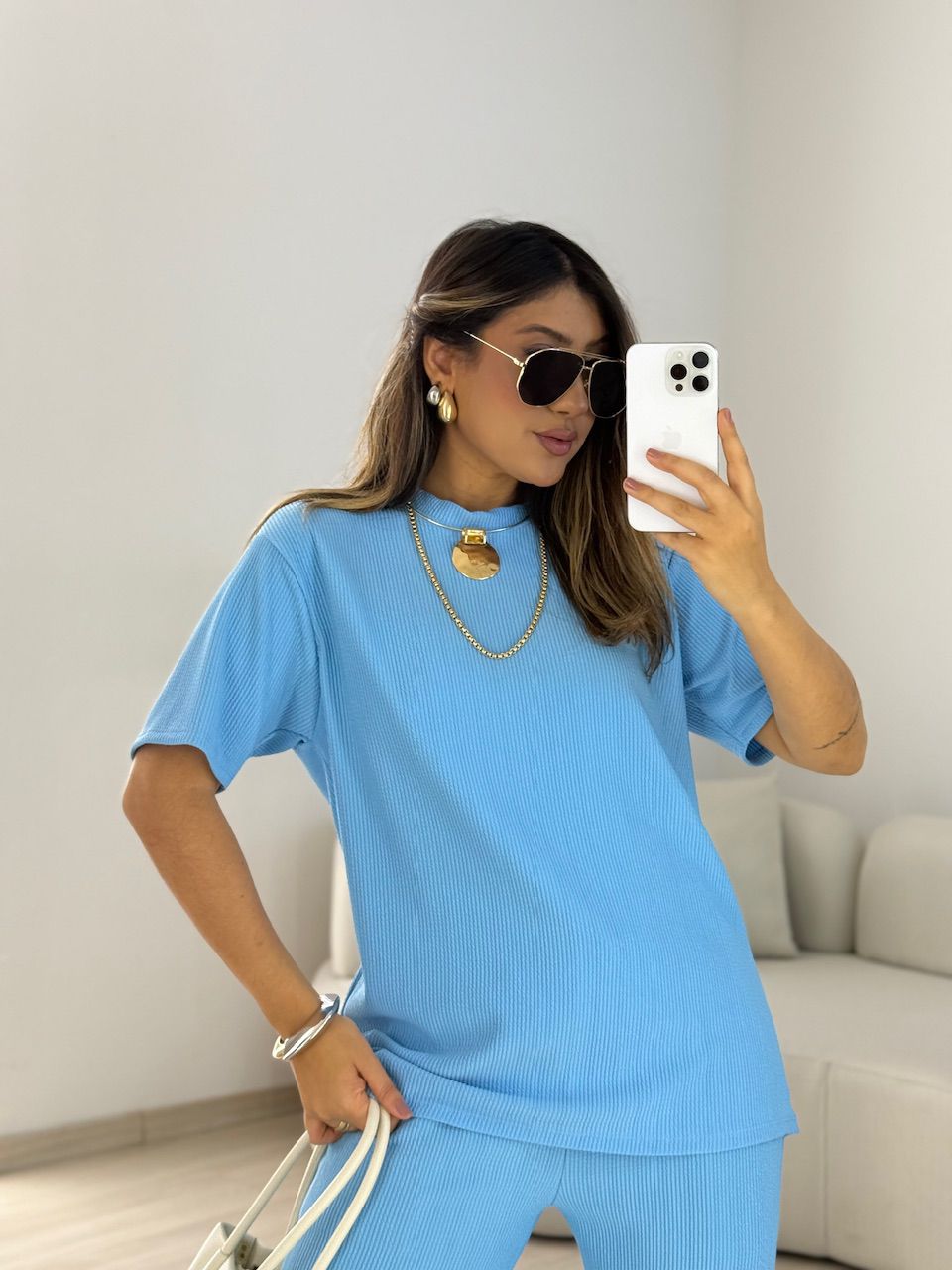CONJUNTO IRENE BLUSA CALÇA azul