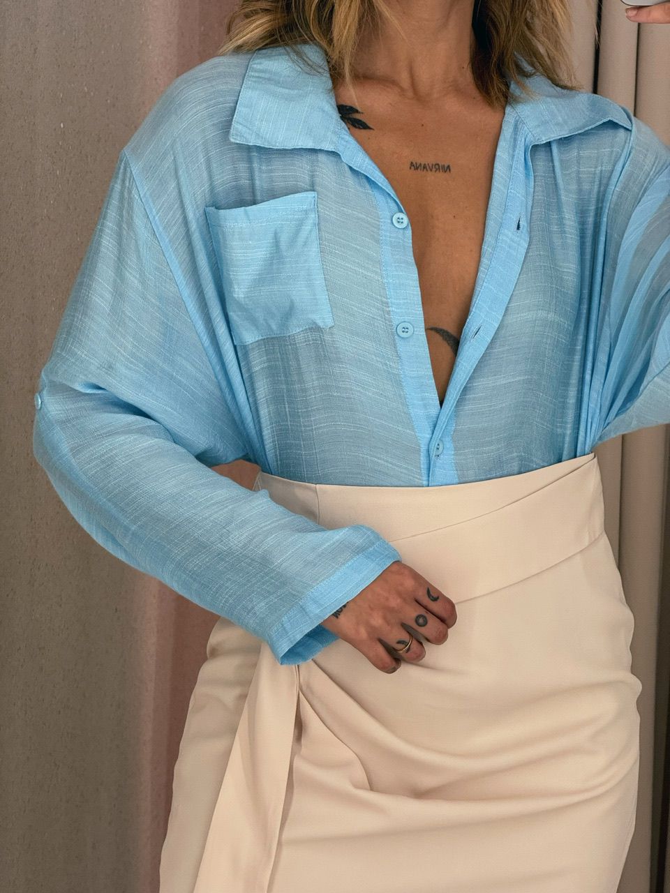 CAMISA VITÓRIA LISA OVER AZUL