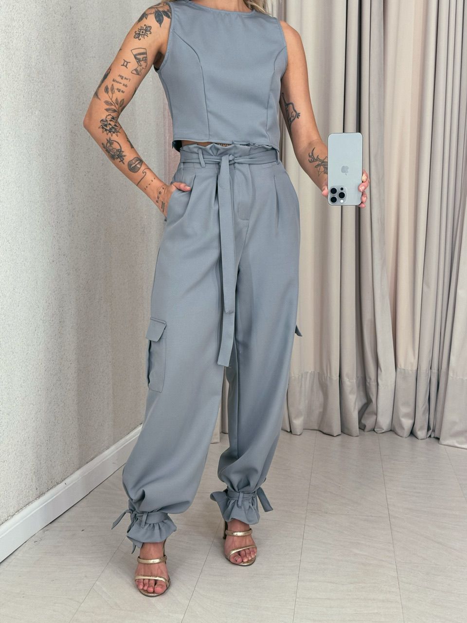 CONJUNTO ANTONIETA CALÇA CINZA