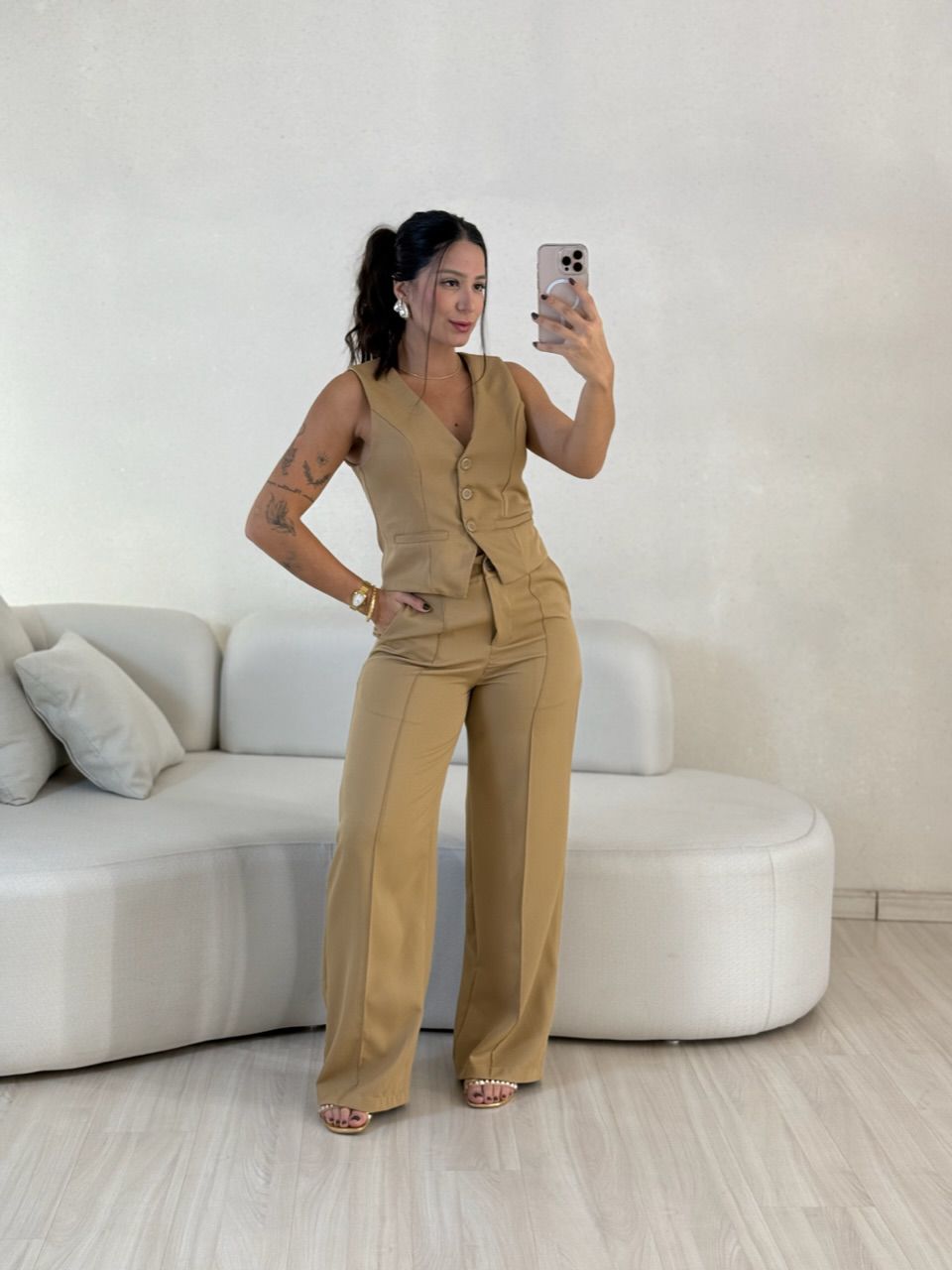 CONJUNTO ANA LUIZA COLETE NUDE - 0057790049 - CAROLLA FERRARO
