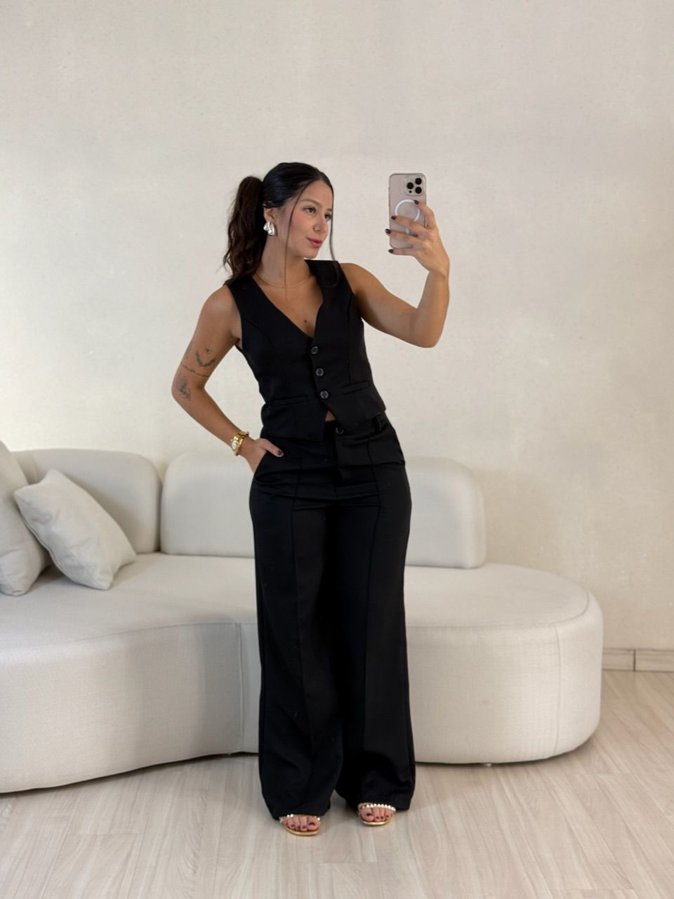 CONJUNTO ANA LUIZA COLETE PRETO - 0057790032 - CAROLLA FERRARO