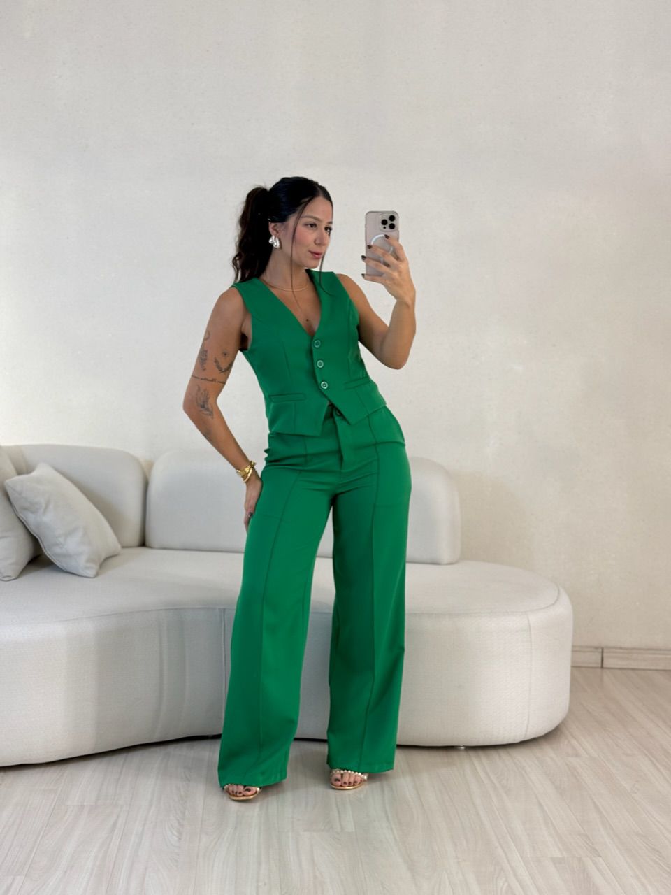 CONJUNTO ANA LUIZA COLETE VERDE - 0057790014 - CAROLLA FERRARO
