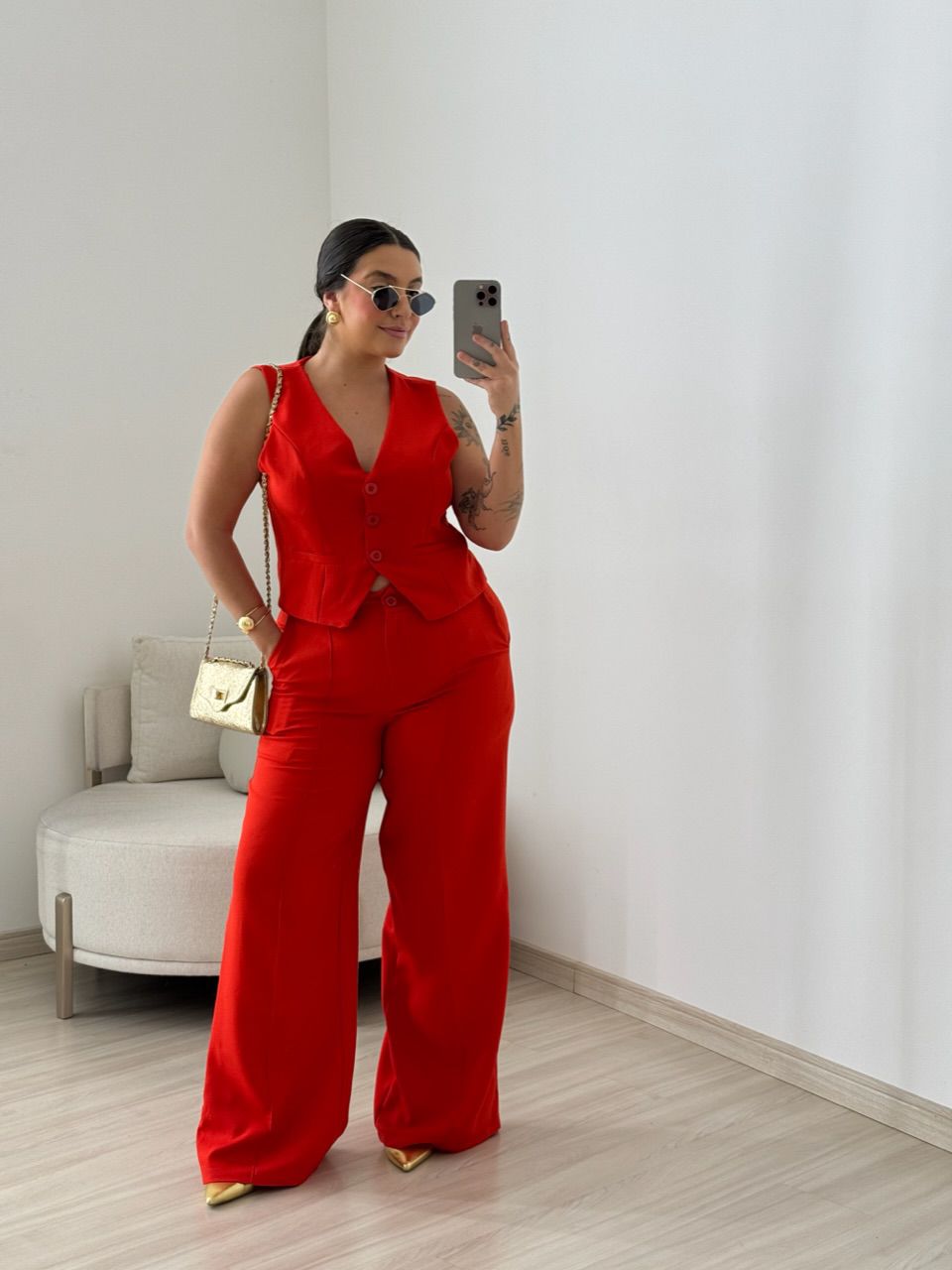 CONJUNTO ANA LUIZA COLETE VERMELHO