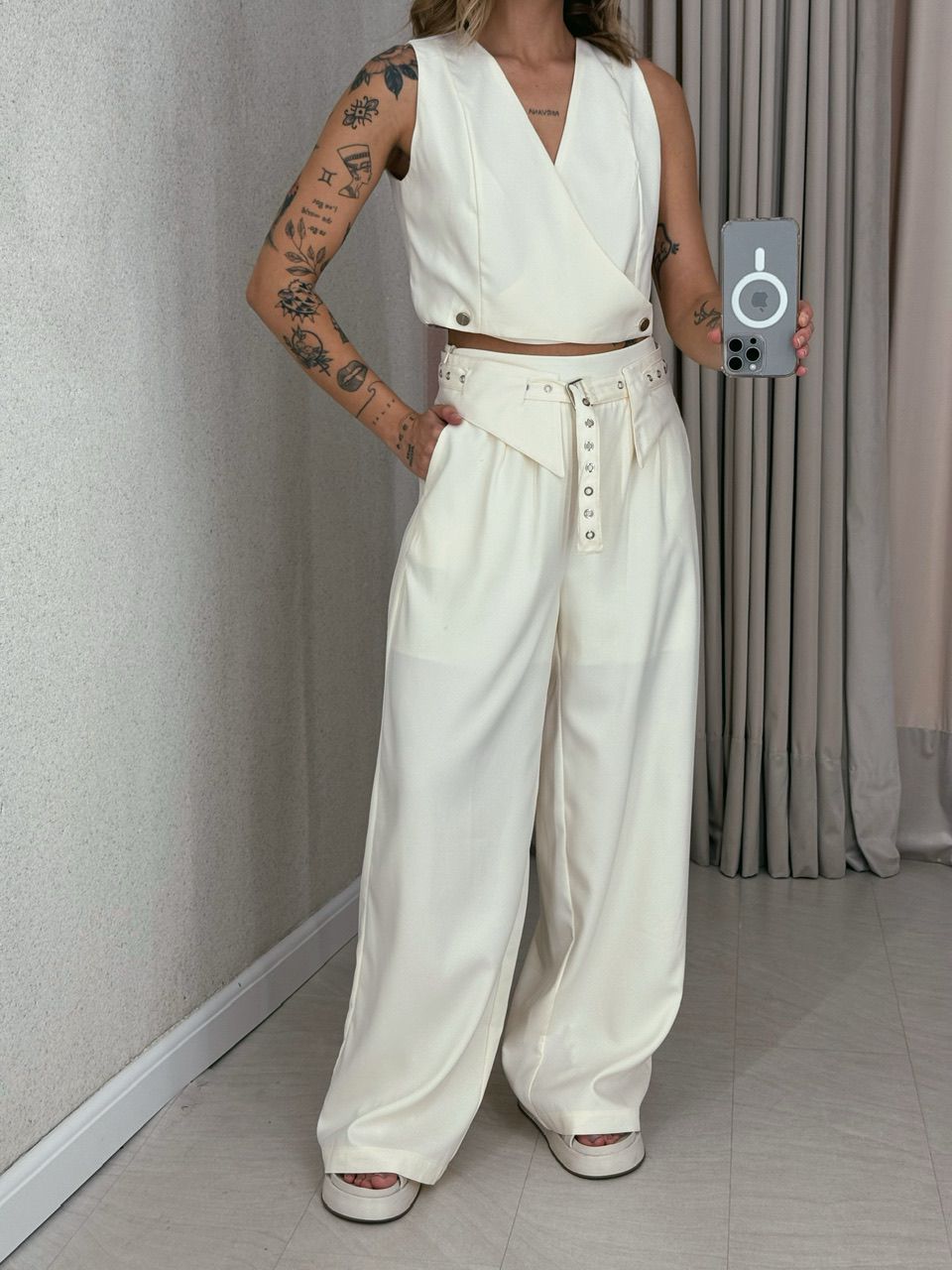 CONJUNTO LÍVIA CINTO CALÇA MARFIM