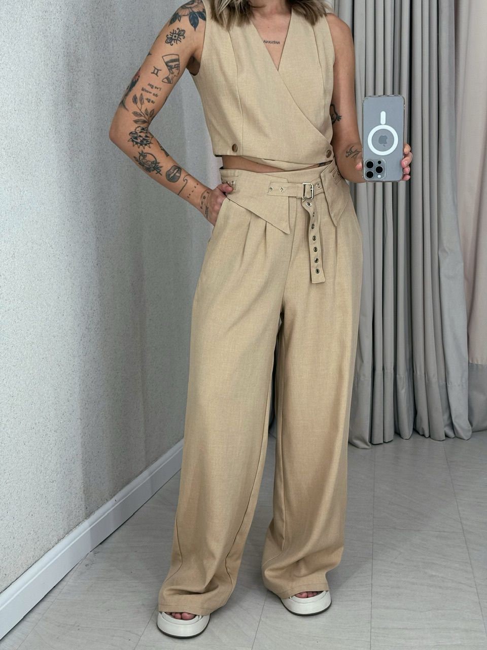 CONJUNTO LÍVIA CINTO CALÇA NUDE